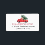 Vintage Red Truck with Christmas Fern Tree Label<br><div class="desc">These whimsical return address labels feature stylish illustration of watercolor red truck carrying a lush fern tree. Use the text fields to personalize the labels with your own wording and details.</div>