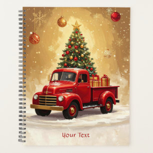 Vintage Red Truck with Christmas Tree and Gifts Planner