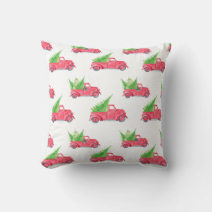 Vintage Red Truck with Christmas Tree Cushion