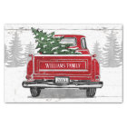 Vintage Red Truck with Christmas Tree Name