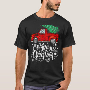 Vintage Red Truck With Merry Christmas Tree Family T-Shirt