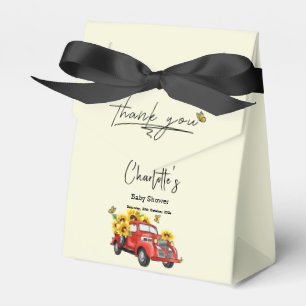 Vintage Red Truck with Sunflowers Baby Shower Favour Box
