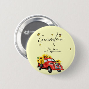Vintage Red Truck with Sunflowers Grandma To Be 6 Cm Round Badge