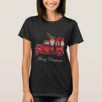 Vintage Red Truck With Three Gnomes Merry Christma