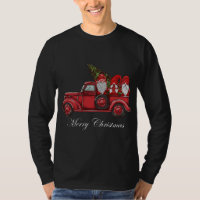 Vintage Red Truck With Three Gnomes Merry Christma