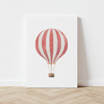 Vintage Red Watercolor Hot Air Balloon Faux Canvas Print<br><div class="desc">This vintage watercolor hot air balloon print is a beautiful way to decorate your nursery,  kids room,  or any travel-themed space.</div>