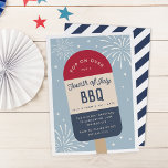 Vintage Red White & Blue Pop Fourth of July Party Invitation<br><div class="desc">Invite friends, family and neighbours to your Fourth of July celebration with these festive invitations in a classic red, white, and blue colour palette. Modern design features a red, white and blue ice cream pop illustration on a blue background dotted with patriotic stars and fireworks. Customise with your event type,...</div>