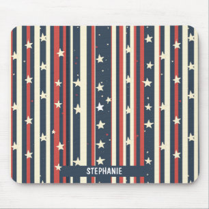 Vintage Red, White & Blue Stripes with Stars (2) Mouse Pad