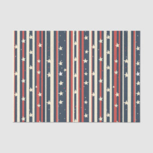 Vintage Red, White & Blue Stripes with Stars (2) Tissue Paper