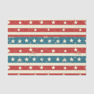 Vintage Red, White & Blue Stripes with Stars Tissue Paper