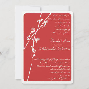 Vintage Red Wildflower Floral Wedding Invitation