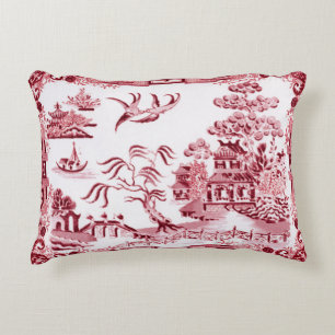 Vintage Red Willow Accent Pillow
