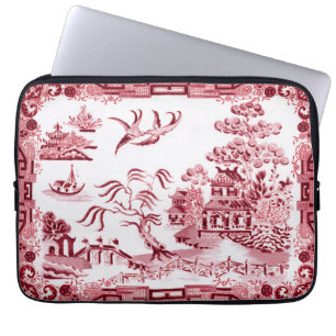 Vintage Red Willow Neoprene Laptop Sleeve