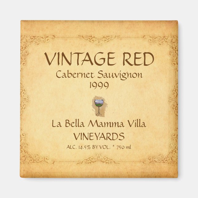 Vintage Red Wine Magnet! Magnet (Front)