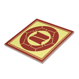 Vintage Red Yellow Japan Hattori Kamon Art Tile