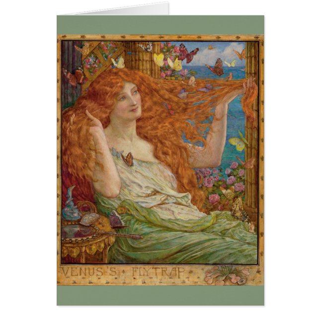 Vintage Redhead and Butterflies, (Front)