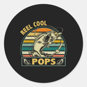 Vintage Reel Cool Pops Fishing Fathers Day For Gra Classic Round Sticker