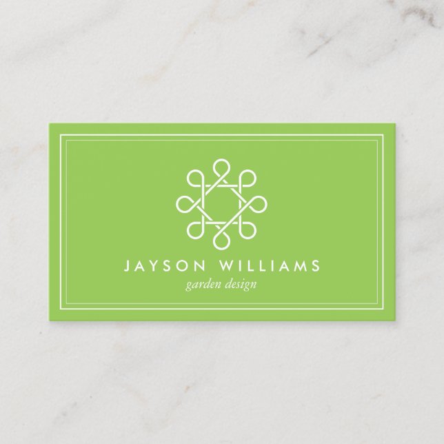 Vintage Refined Woven Circle Lime Designer Business Card (Front)