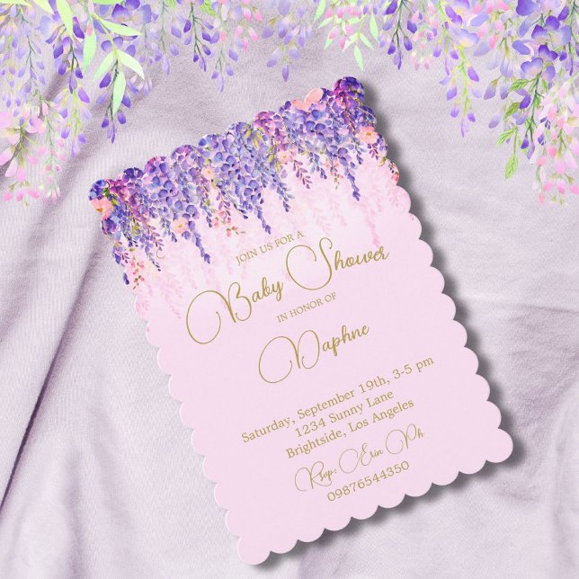Vintage Regency Baby Shower Lavender Flower   Invitation (Creator Uploaded)