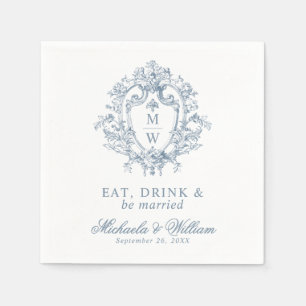 Vintage Regency Monogram Crest Wedding Custom Text Napkin