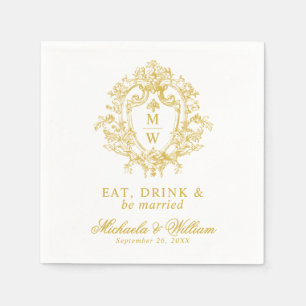 Vintage Regency Monogram Crest Wedding Custom Text Napkin