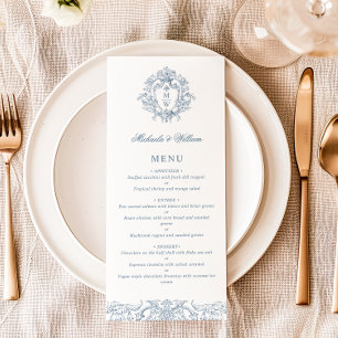 Vintage Regency Monogram Crest Wedding Elegant Menu