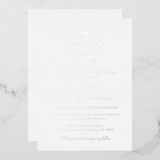 Vintage Regency Monogram Crest Wedding Real (Front/Back)