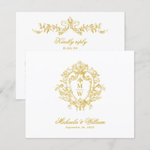 Vintage Regency Monogram Crest Wedding RSVP