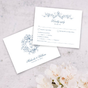Vintage Regency Monogram Crest Wedding RSVP