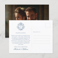 Vintage Regency Monogram Crest Wedding Thank You