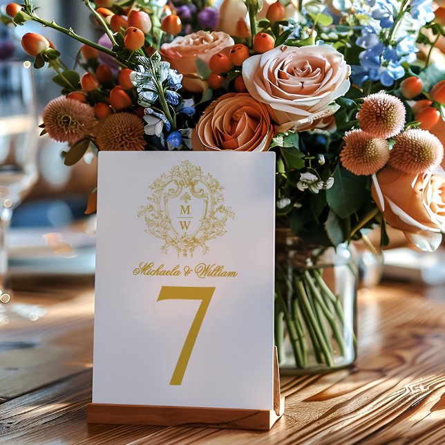 Vintage Regency Monogram Elegant Wedding Table Number (Creator Uploaded)