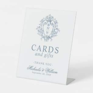 Vintage Regency Monogram Wedding Cards & Gifts Pedestal Sign