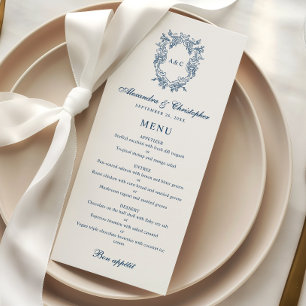Vintage Regency Style Monogram Crest Wedding Menu