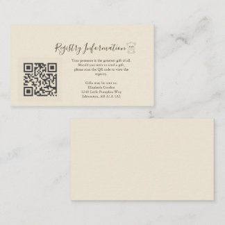 Vintage Registry Information Card with QR Code