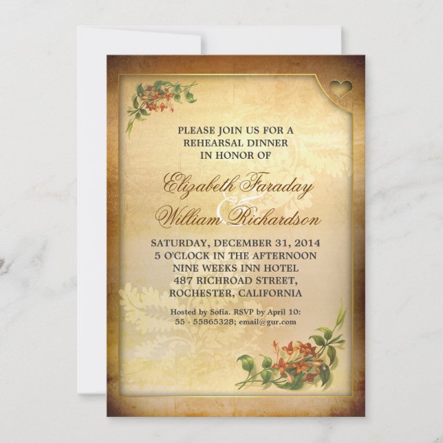 vintage rehearsal dinner invitations (Front)