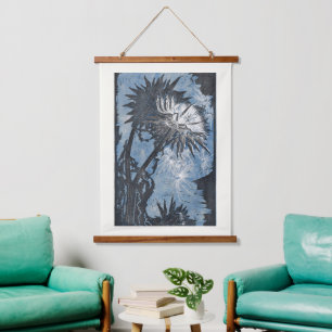 Vintage Reijer Stolk Artichoke Blue Print Hanging Tapestry
