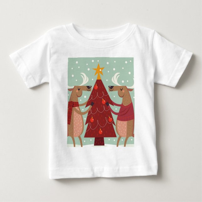 Vintage reindeer Christmas Baby T-Shirt (Front)