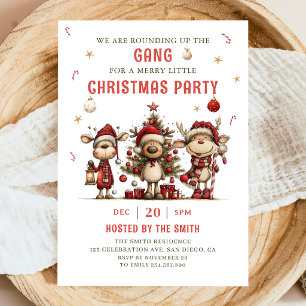 Vintage Reindeer Christmas Party Invitation