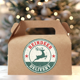 Vintage Reindeer Delivery Christmas Classic Round Sticker