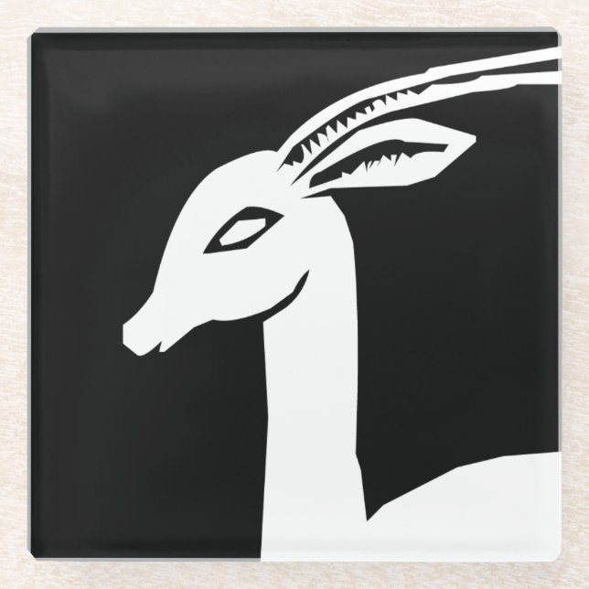 Vintage Reindeer Glass Coaster (Front)