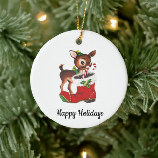 Vintage Reindeer Holiday Ornament