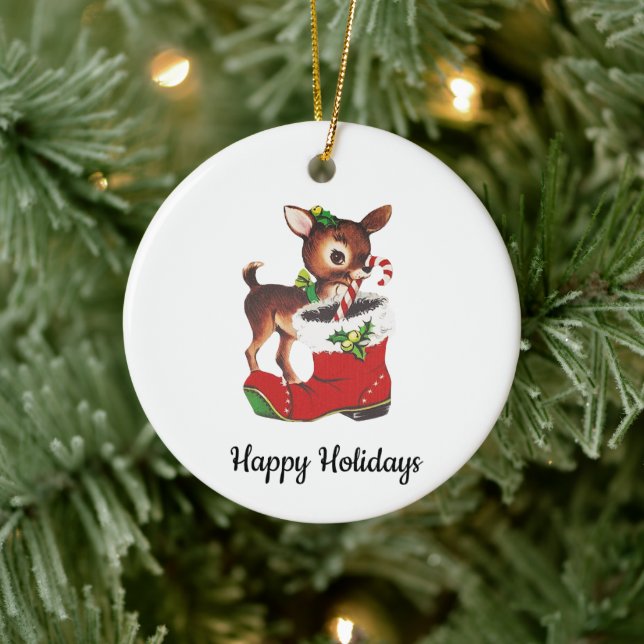Vintage Reindeer Holiday Ornament (Tree)