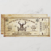 Vintage Reindeer Holiday Party Ticket Invitation (Front/Back)