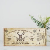 Vintage Reindeer Holiday Party Ticket Invitation (Standing Front)