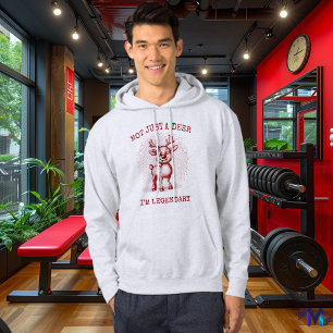 Vintage Reindeer Hoodie - Retro Halftone Burgundy 