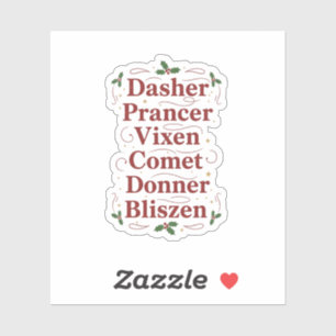 Vintage Reindeer Names List Dasher Dancer Xmas