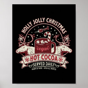 Vintage Reindeer Retro Vegan Christmas 2023 Vegan Poster