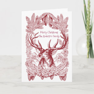 Vintage Reindeer Woodland Christmas Holiday Card