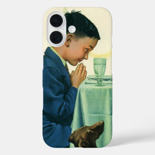 Vintage Religion, Boy Saying Grace at Thanksgiving iPhone 16 Case