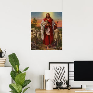 Vintage Religion, Christ the Good Shepherd Flock Poster